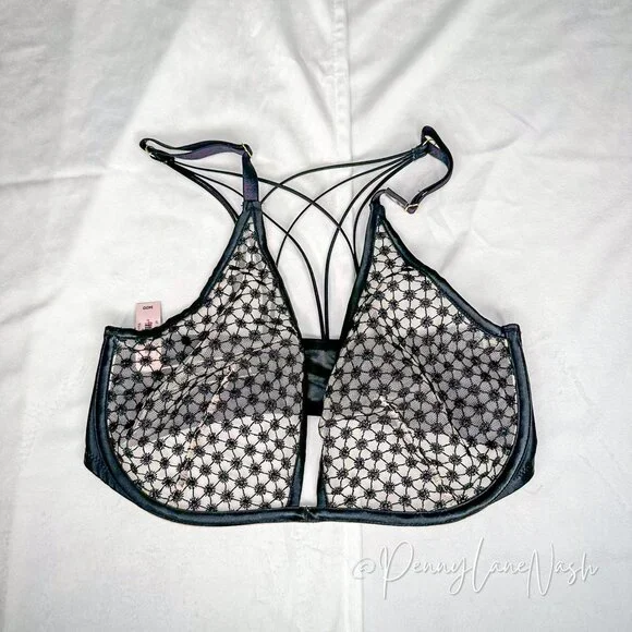 NWT Victoria's Secret LUXE Starburst Unlined Plunge Bra Black - Picture 2 of 9